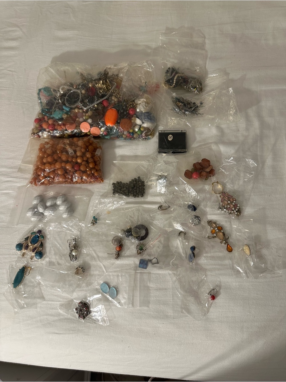 Mixed Costume Jewelry Lot with Orange, Turquoise, Silver Accents